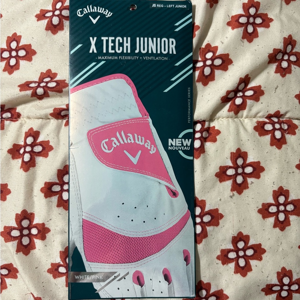 Callaway X Tech Junior Golf Glove - White and Pink- NEW